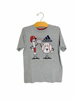 Adidas Boys Gray Baseball Graphic Tee